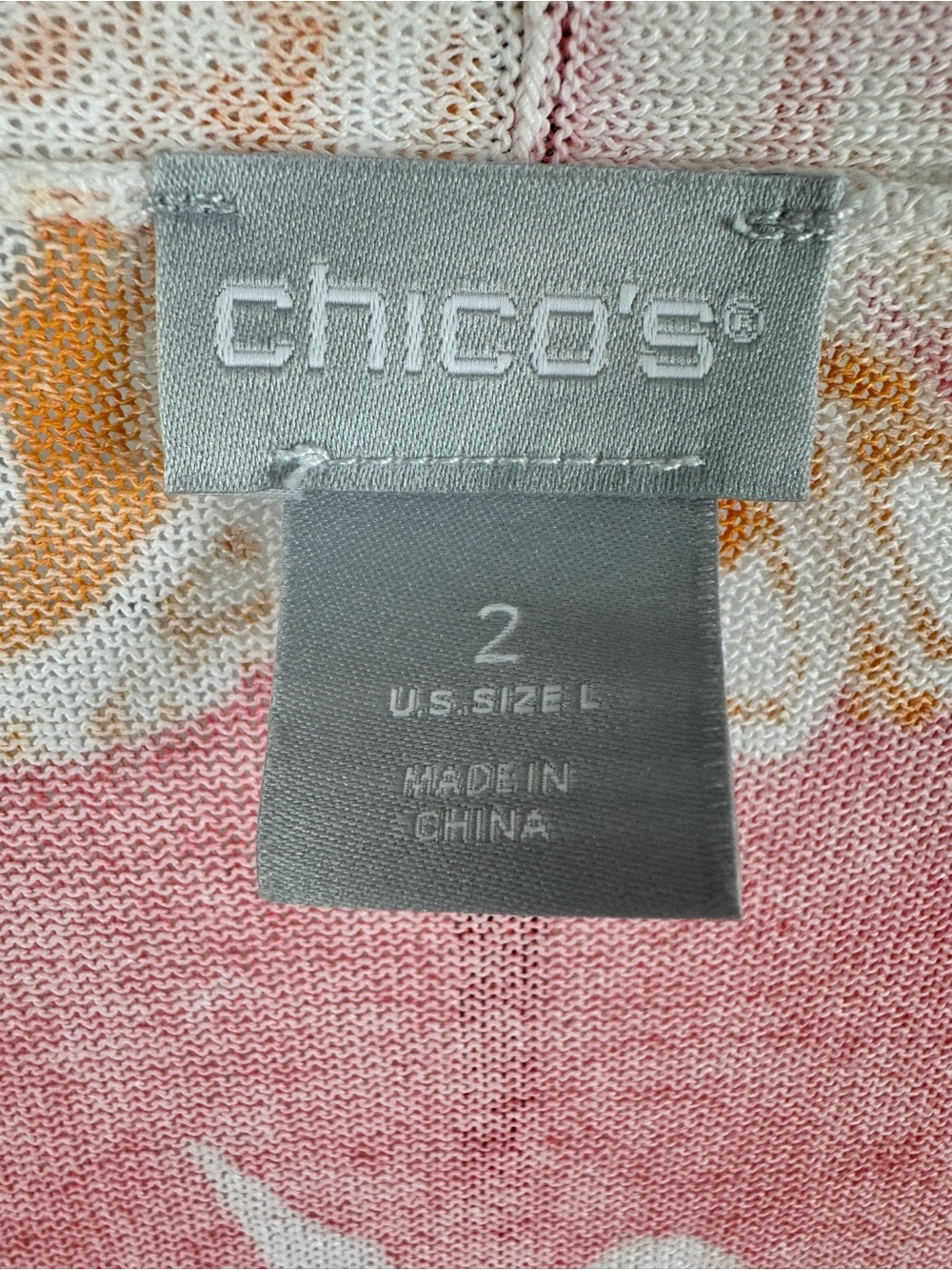 Chico's Coastal Calypso Coral Paisley Duster Open Front Cardigan Knit Size Large - Picture 2 of 7